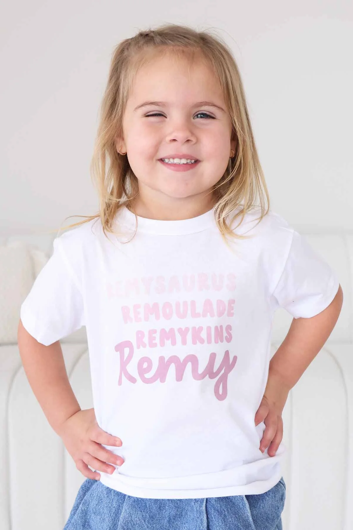 Personalized Dusty Rose Nickname Kids Graphic Tee | White - Image 4