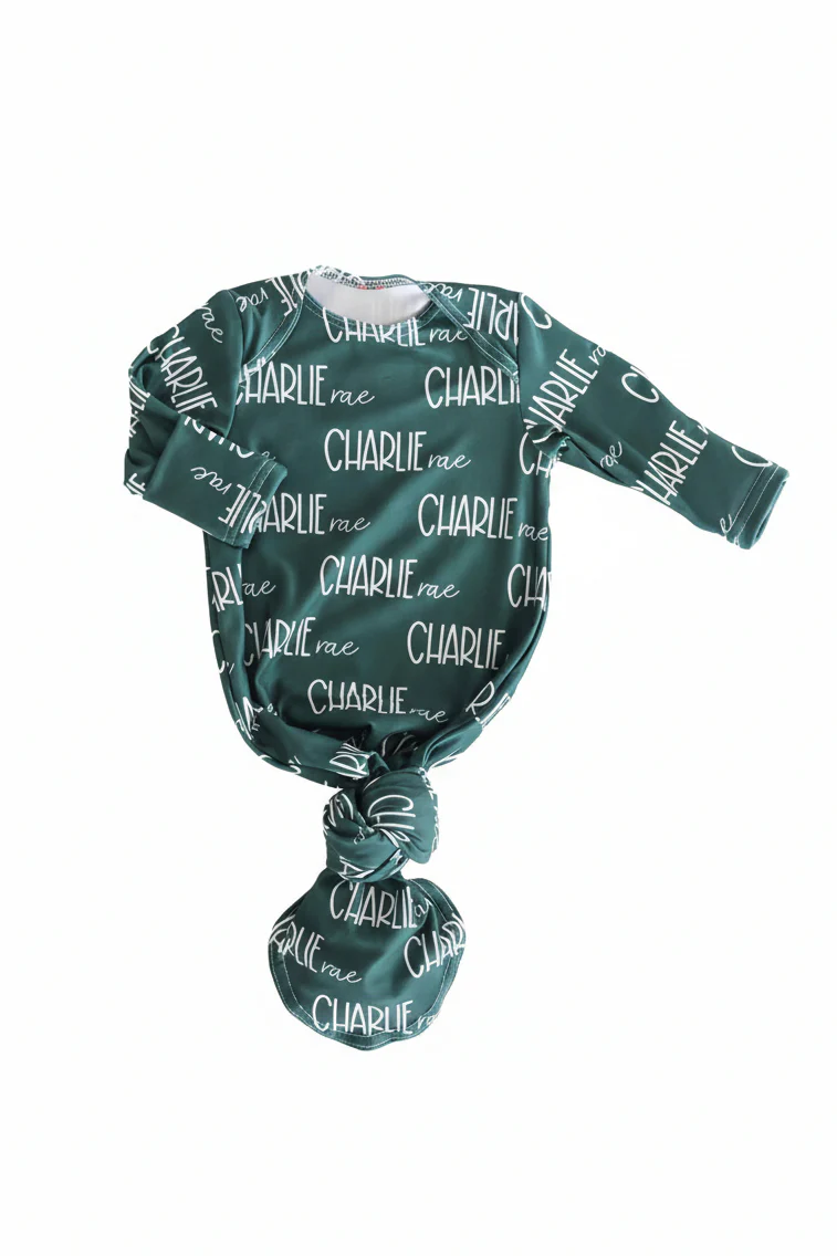 Personalized Font Duo Newborn Baby Knot Gown | Best Selling Neutrals - Image 6