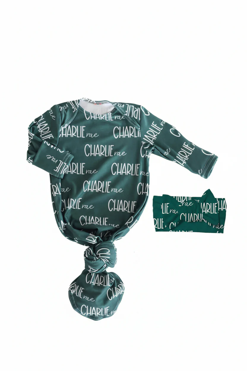 Personalized Font Duo Newborn Baby Knot Gown | Best Selling Neutrals - Image 7
