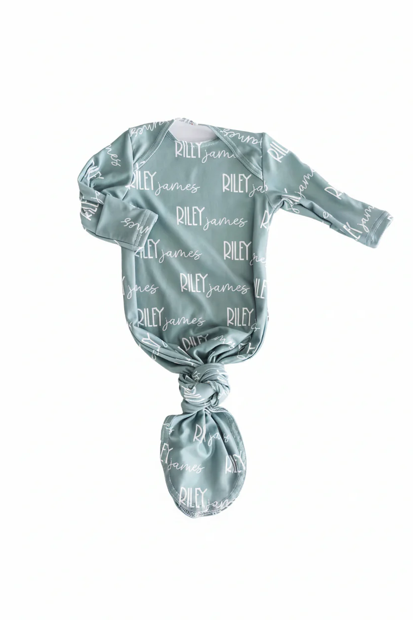 Personalized Font Duo Newborn Baby Knot Gown | Best Selling Neutrals - Image 9