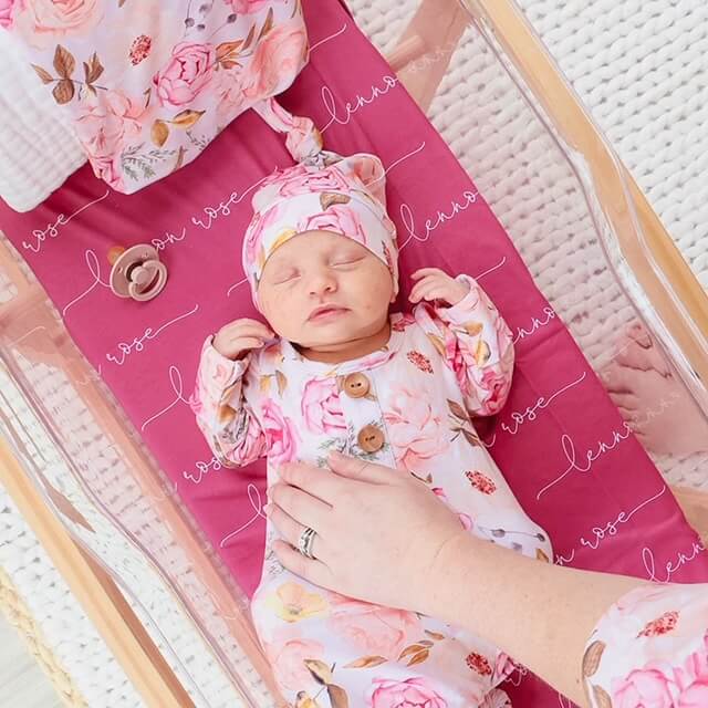 Personalized Fuchsia Baby Name Swaddle Blanket - Script - Image 3