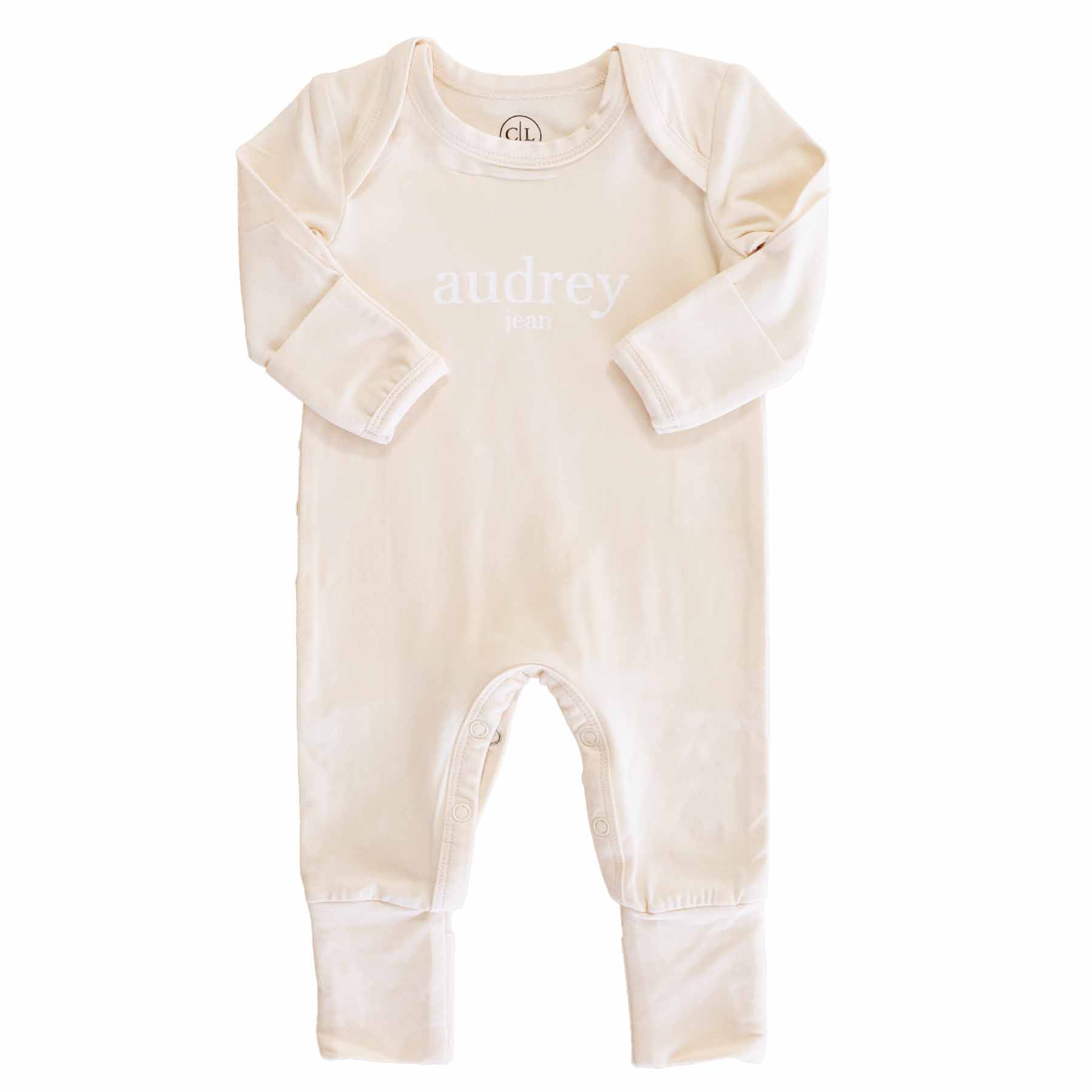 Personalized Full Length Snap Romper | Soft Cream - Image 4