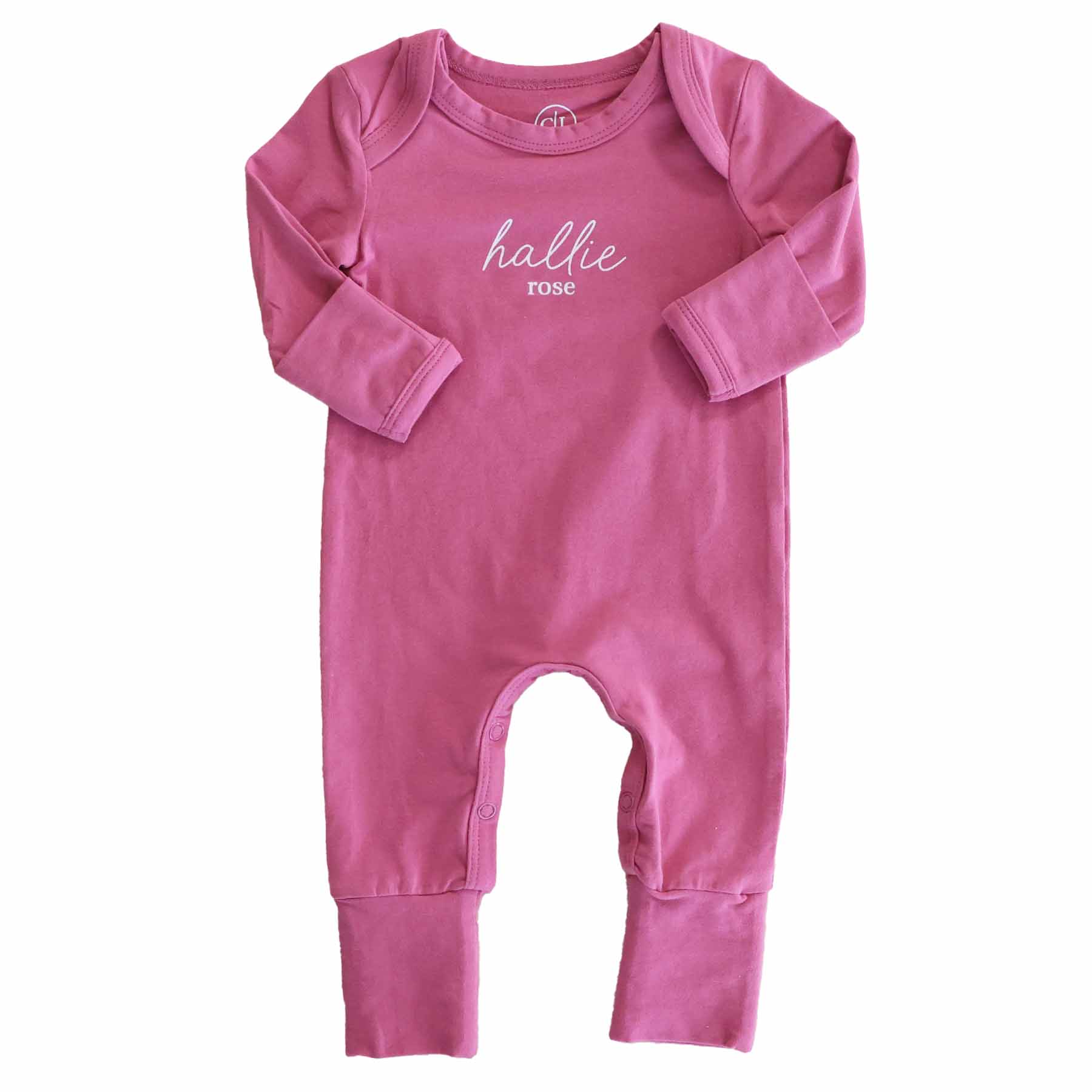 Personalized Full Length Snap Romper | Dark Rose - Image 2