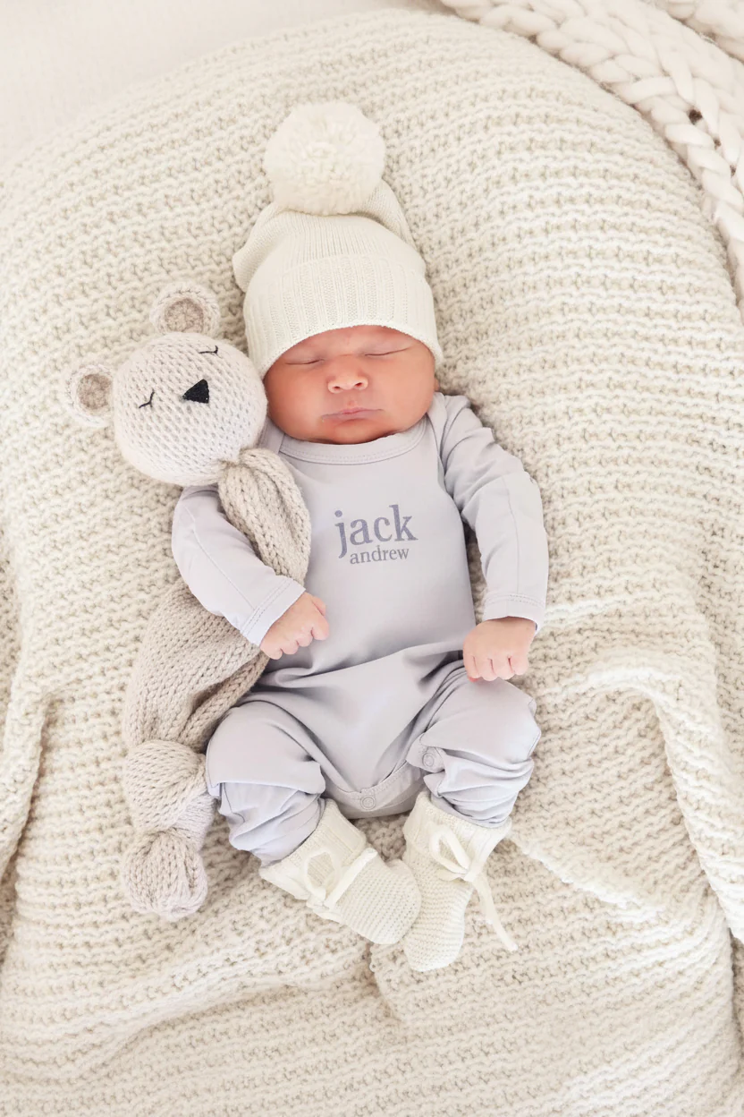 Personalized Full Length Snap Romper | Light Blue