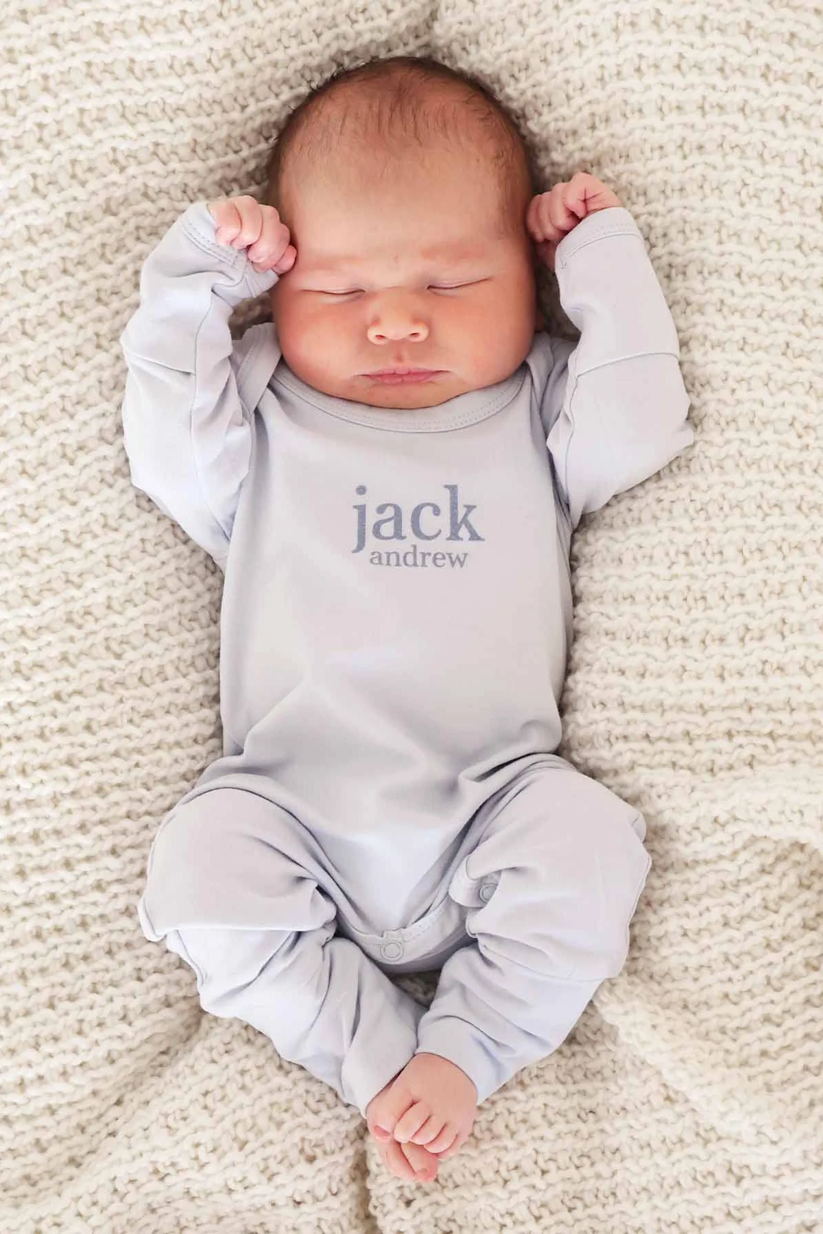 Personalized Full Length Snap Romper | Light Blue - Image 6