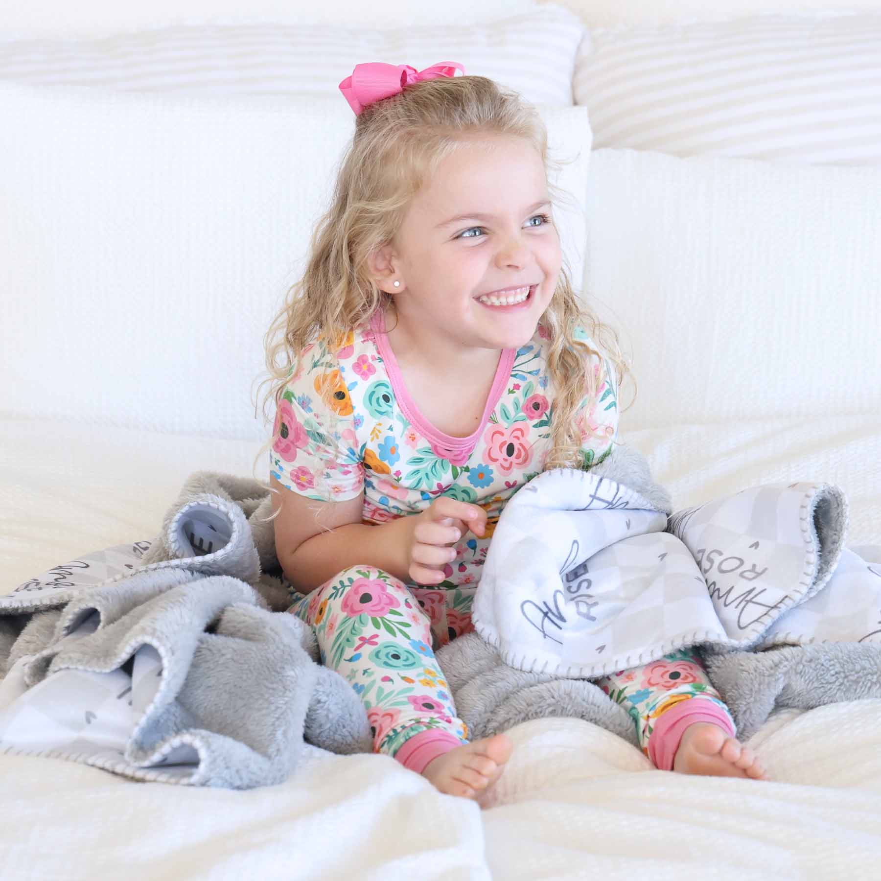 Personalized Sherpa Kids Blanket | Gray Check - Image 3