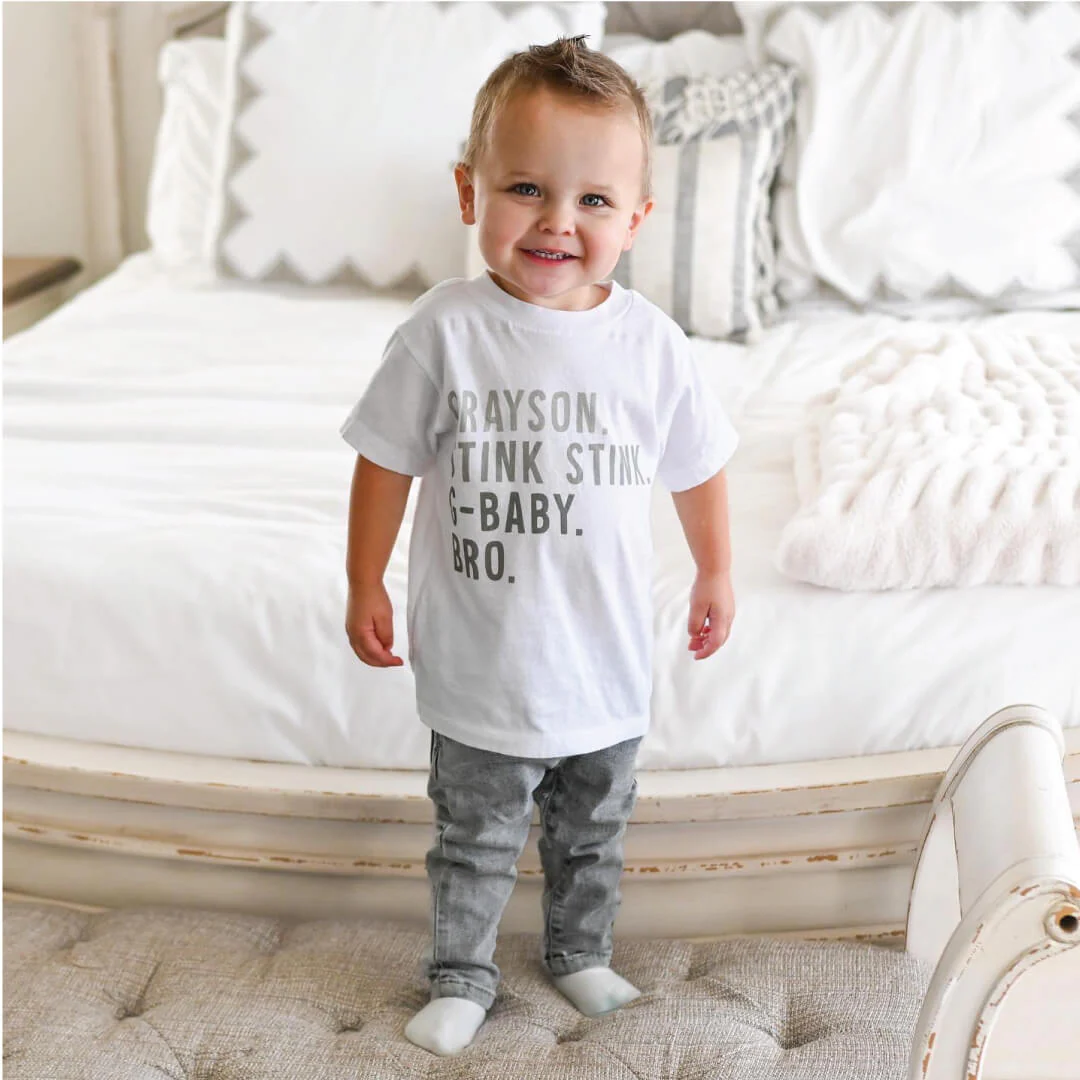 Personalized Green Nickname Color Block Kids Graphic Tee | White - Image 7