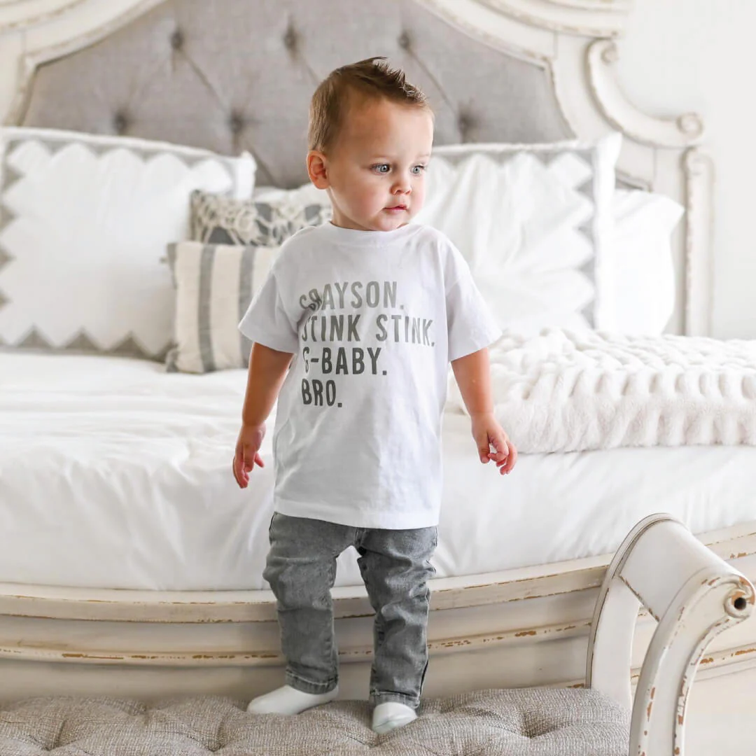 Personalized Green Nickname Color Block Kids Graphic Tee | White - Image 9