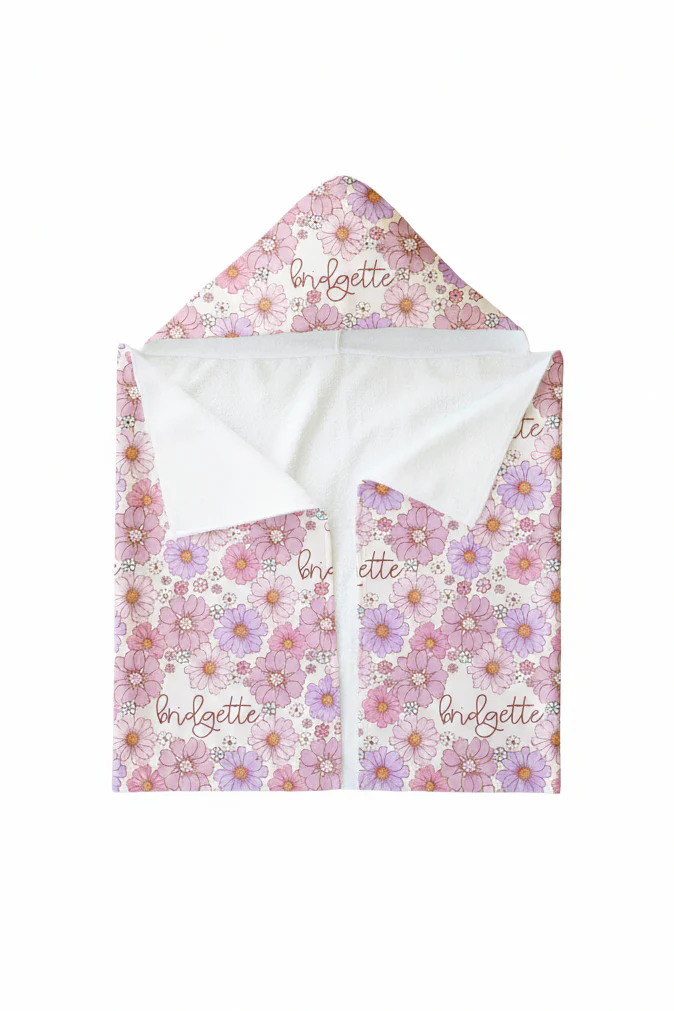 Personalized Hooded Towel | Purple Petunias - Image 2
