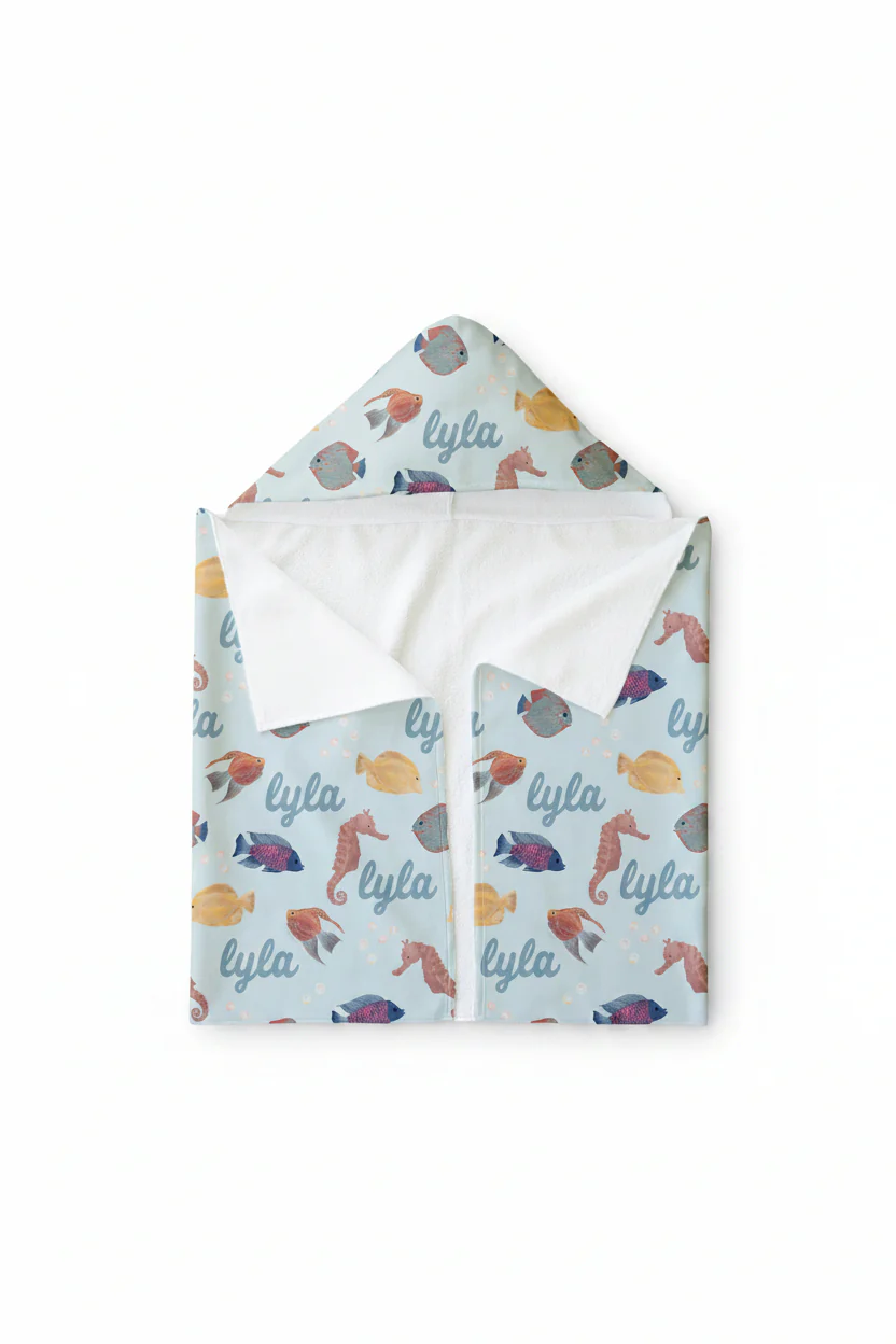Personalized Hooded Towel | Tropical Fish - Image 3