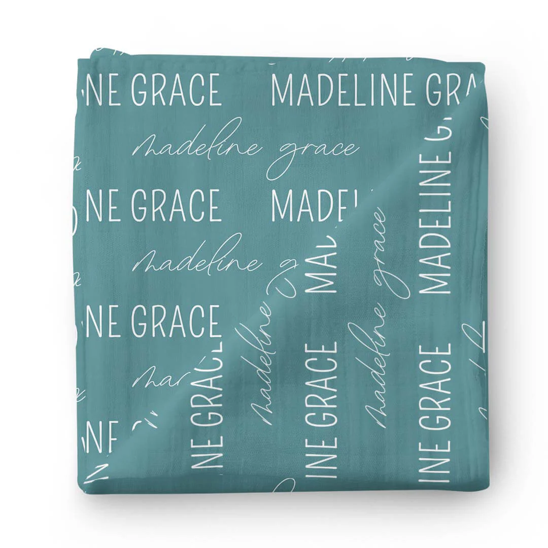 Personalized Jade Baby Name Swaddle Blanket - Block & Script - Image 2