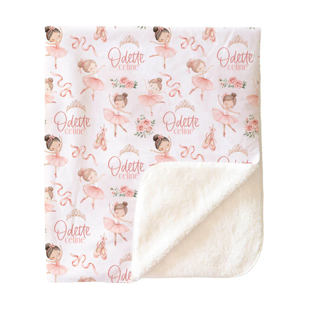 Personalized Sherpa Kids Blanket | Ballet Princess - Image 2