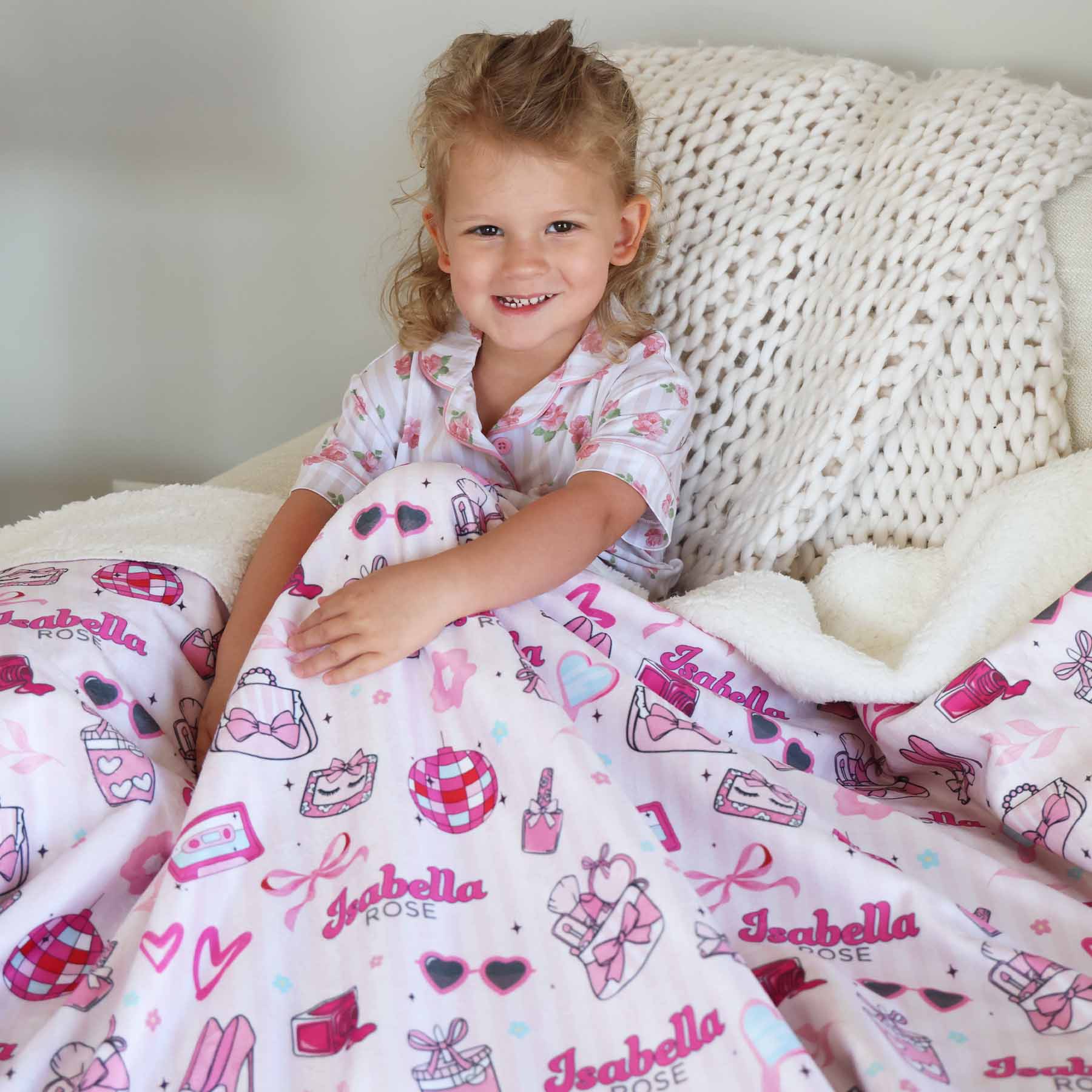 Personalized Sherpa Kids Blanket | Glamour Girl - Image 6