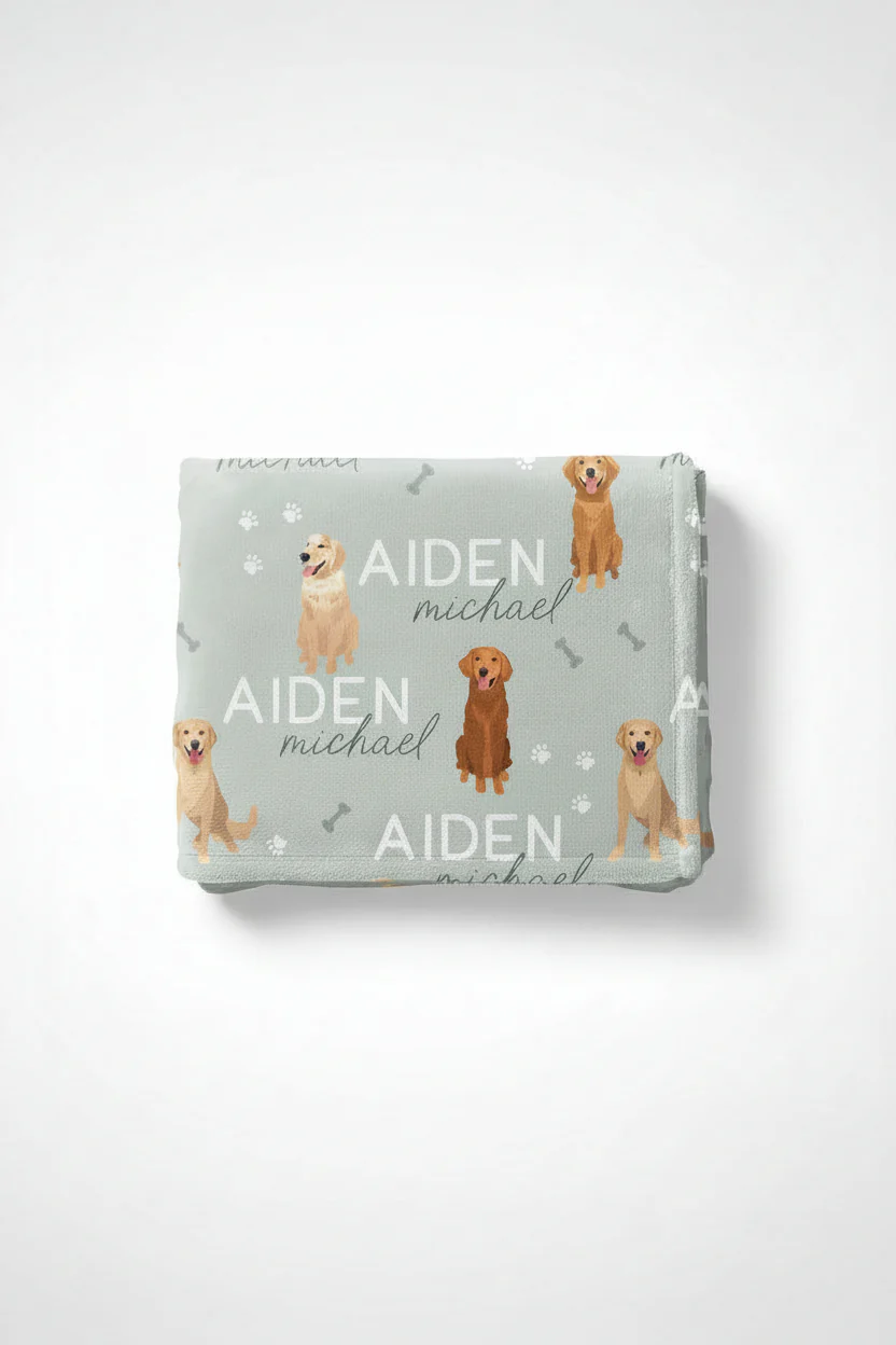 Personalized Kids Blanket | Golden Retriever - Image 3