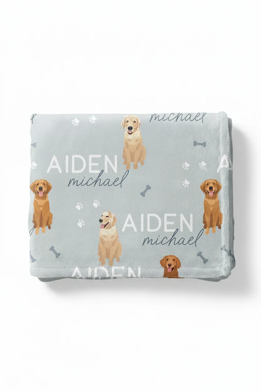 Personalized Kids Blanket | Golden Retriever - Image 7