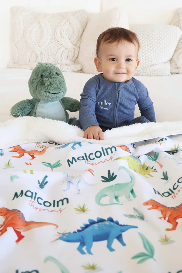Personalized Sherpa Kids Blanket | Prehistoric World