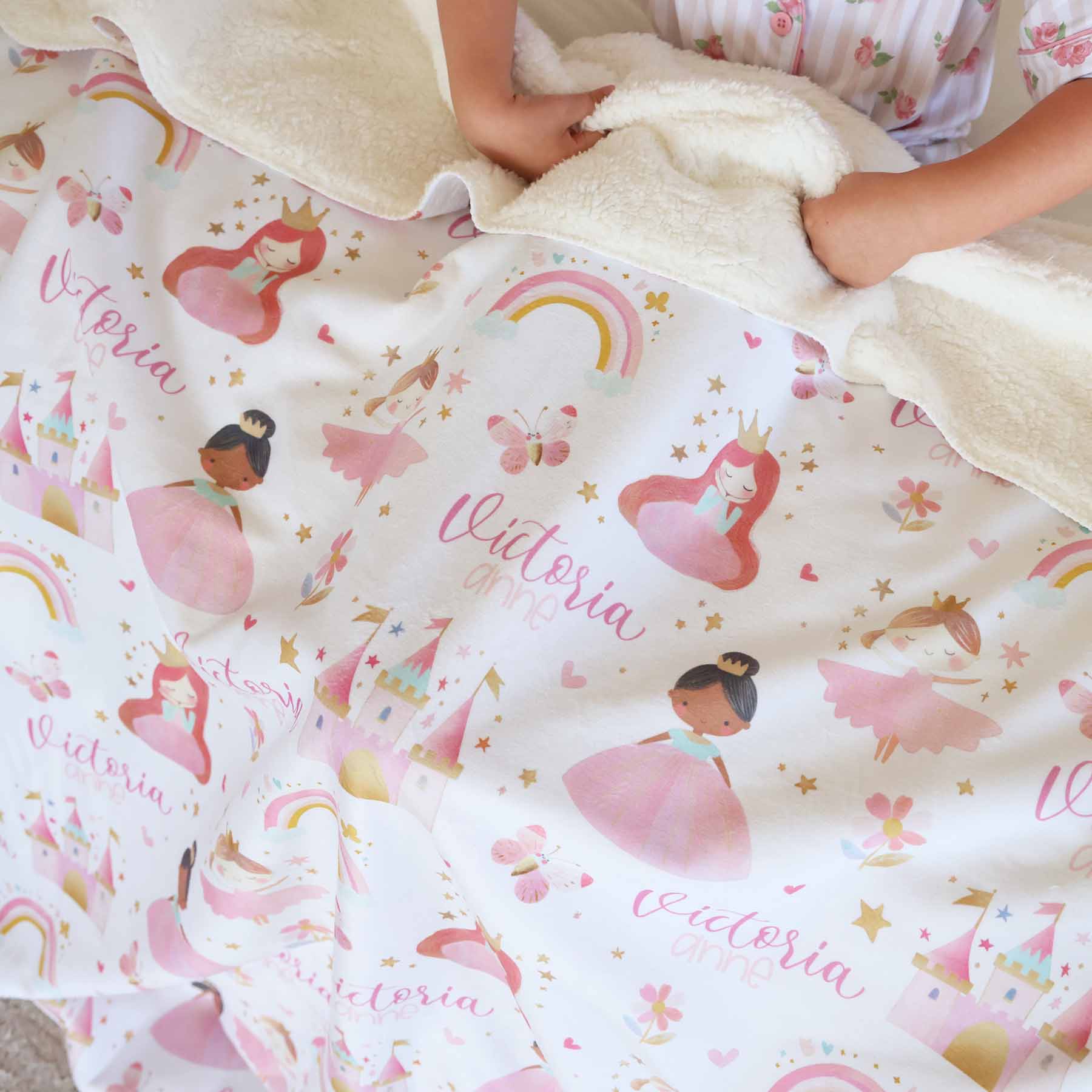 Personalized Sherpa Kids Blanket | Sweet Princess - Image 3