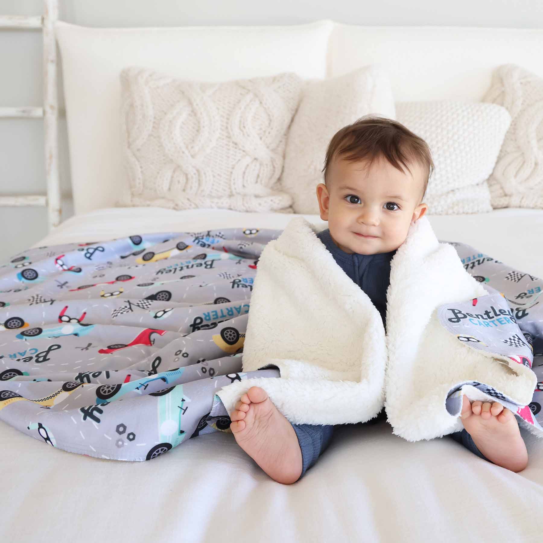 Personalized Sherpa Kids Blanket | Vroom Vroom - Image 3