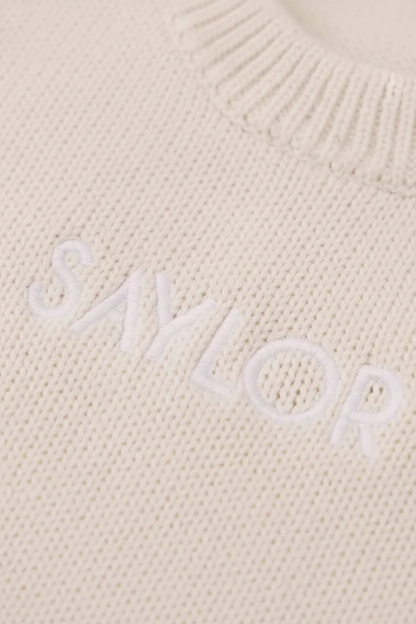 Embroidered Knit Sweater Bubble Romper | Ash - Image 7