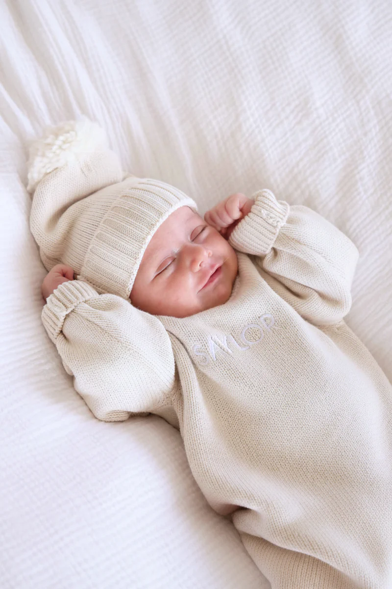 Embroidered Knit Sweater Bubble Romper | Ash - Image 9
