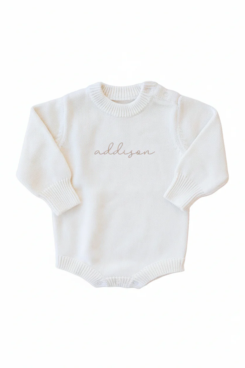 Personalized Printed Knit Sweater Bubble | Ivory - Image 3