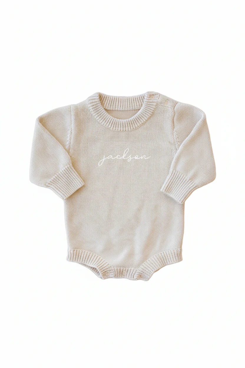 Personalized Printed Knit Sweater Bubble | Sand - Image 4