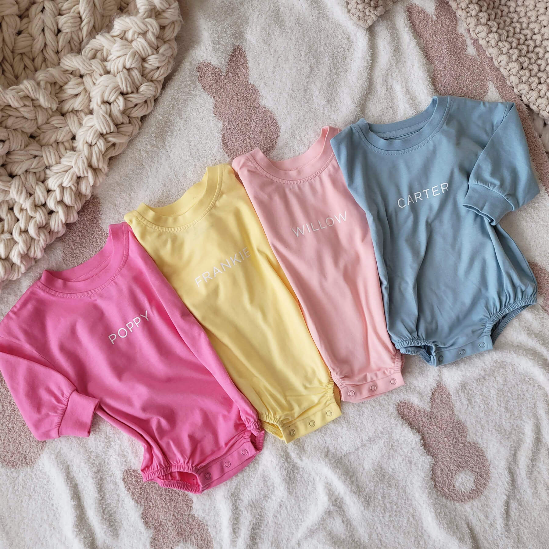 Personalized Long Sleeve Bubble Romper | Spring - Image 2