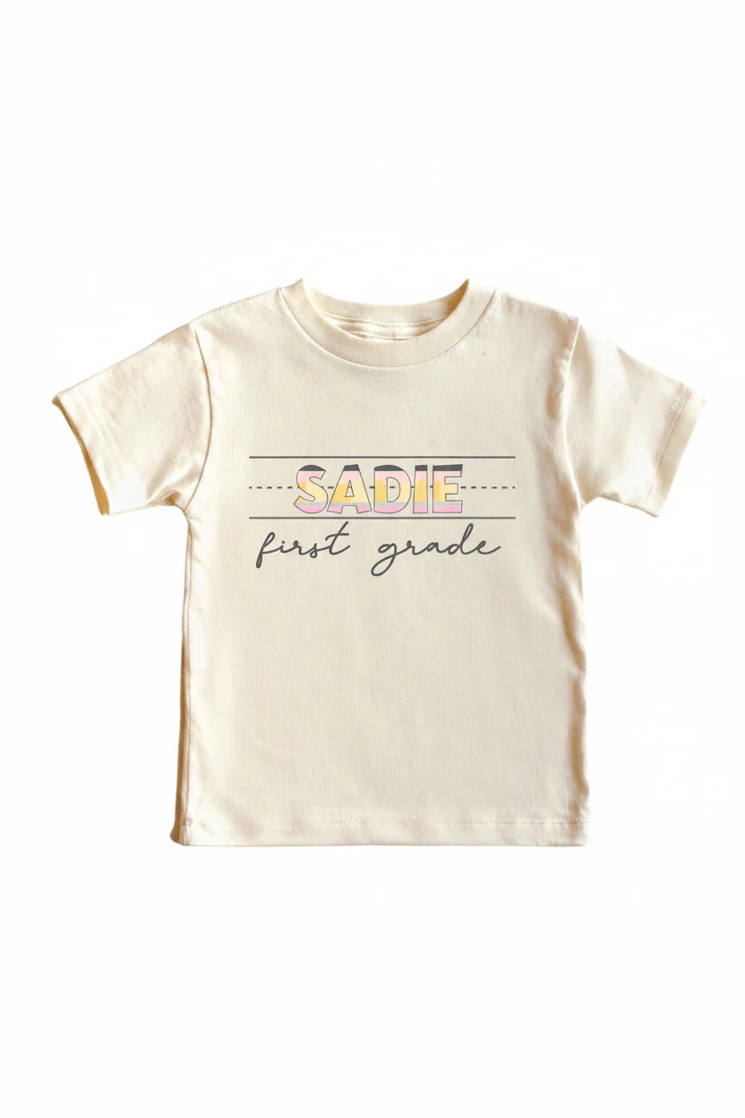 Personalized New Grade Kids Graphic Tee | Natural - Image 3