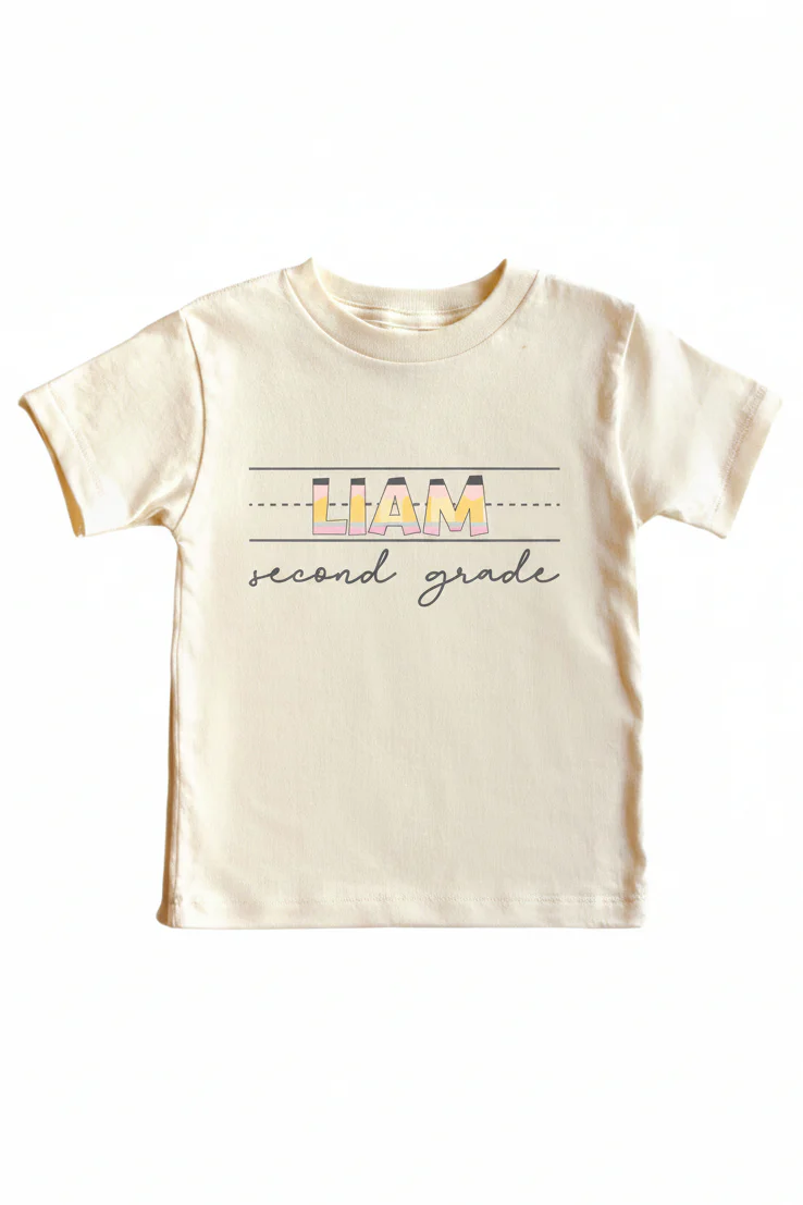 Personalized New Grade Kids Graphic Tee | Natural - Image 4