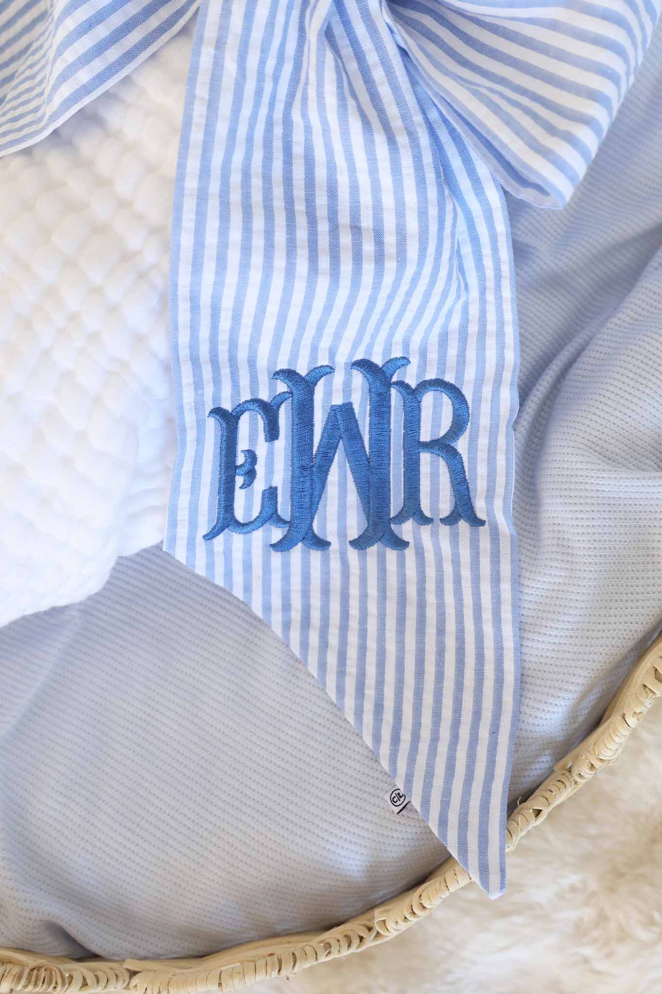 Personalized Newborn Bow Sash | Seersucker - Image 6