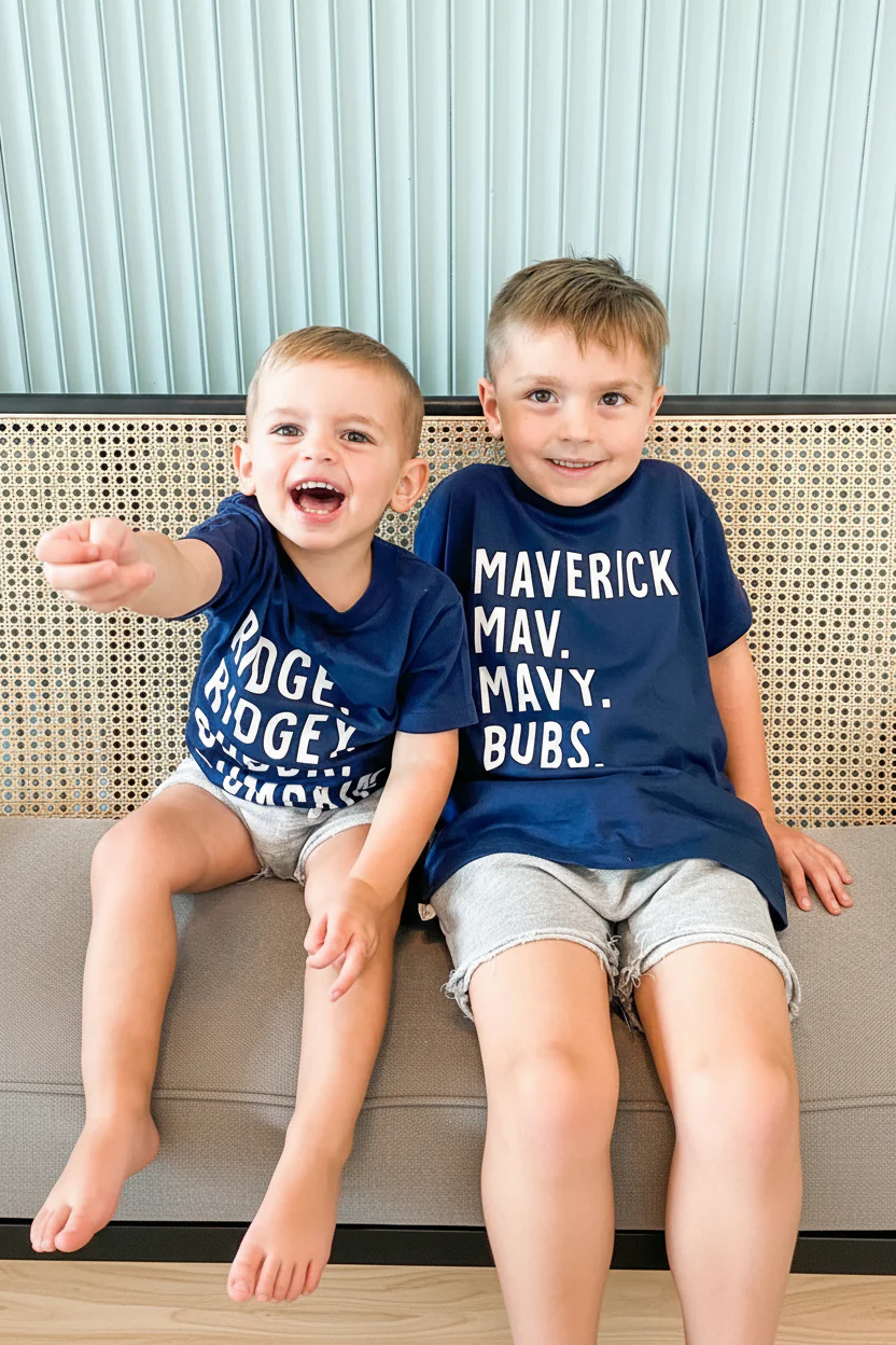 Personalized Nickname Color Block Kids Graphic Tees - Image 12