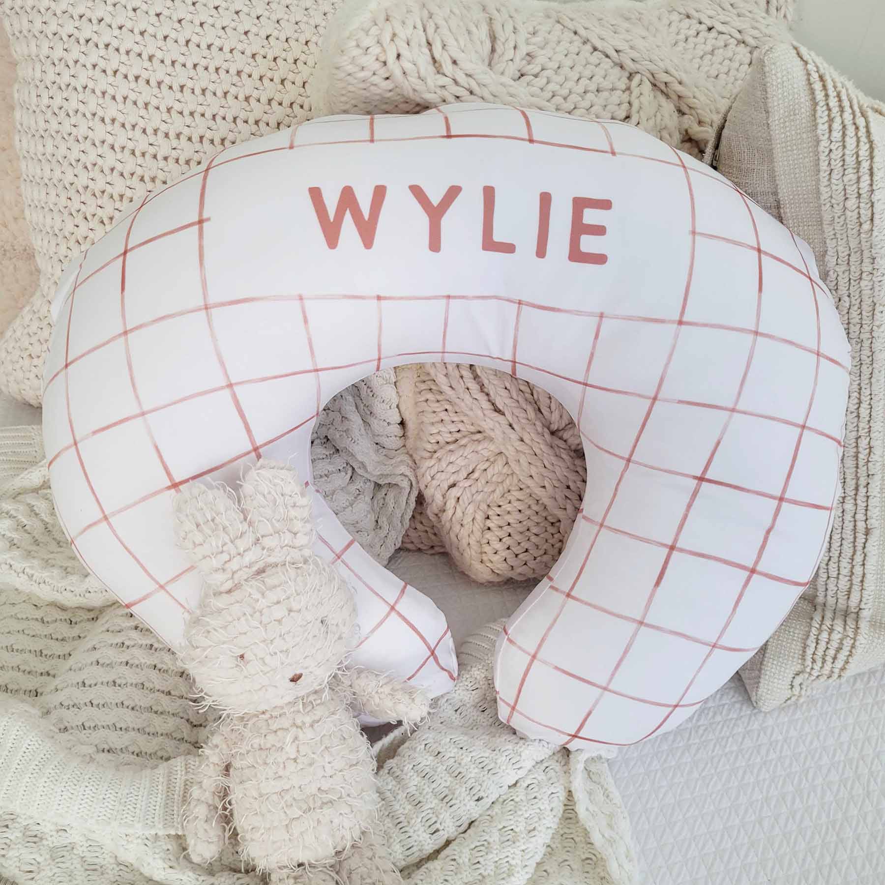 Personalized Nursing Pillow Covers | Camel Grid - Image 2