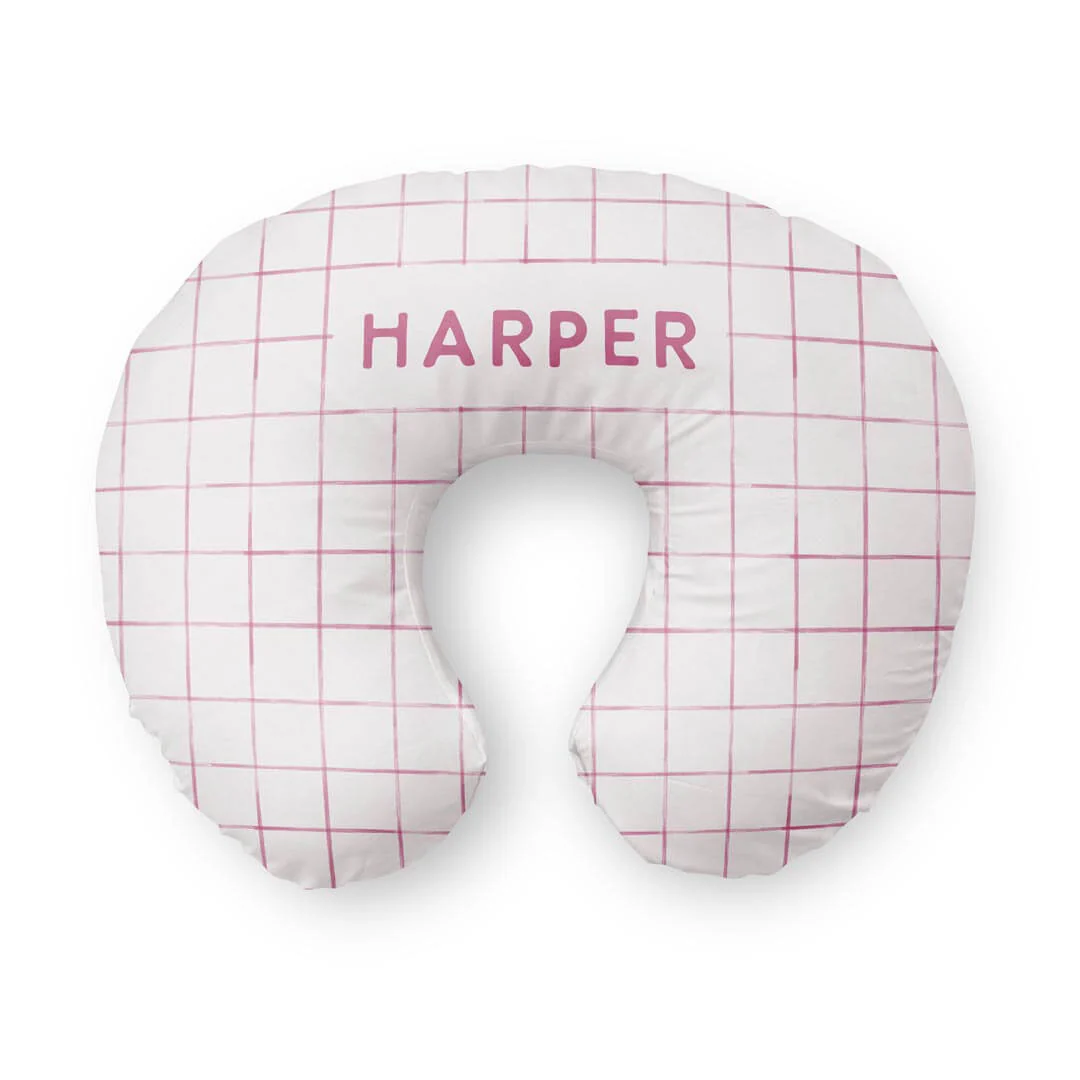 Personalized Nursing Pillow Covers | Pink Grid