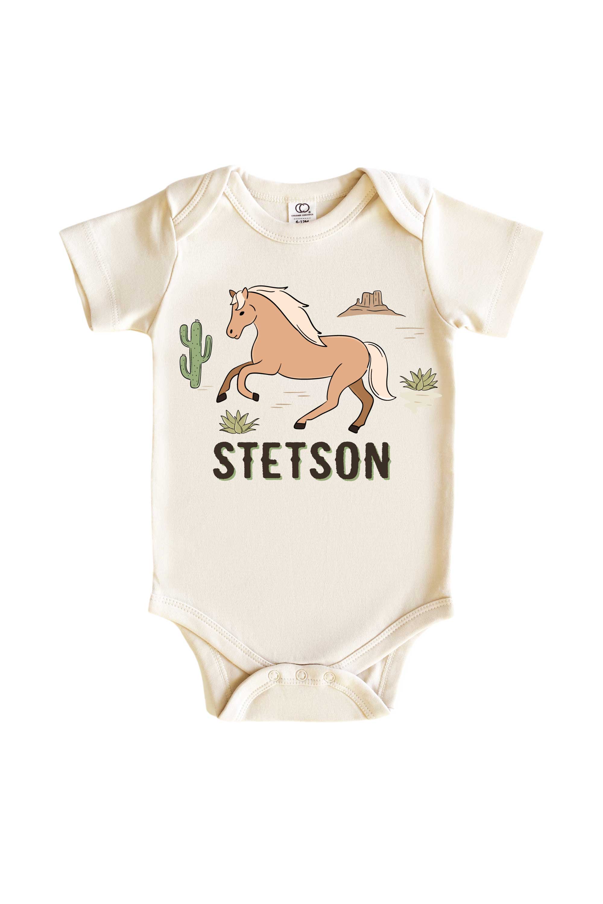 Personalized Pony Club Neutral Graphic Bodysuit & Kids Tee | Natural - Image 2