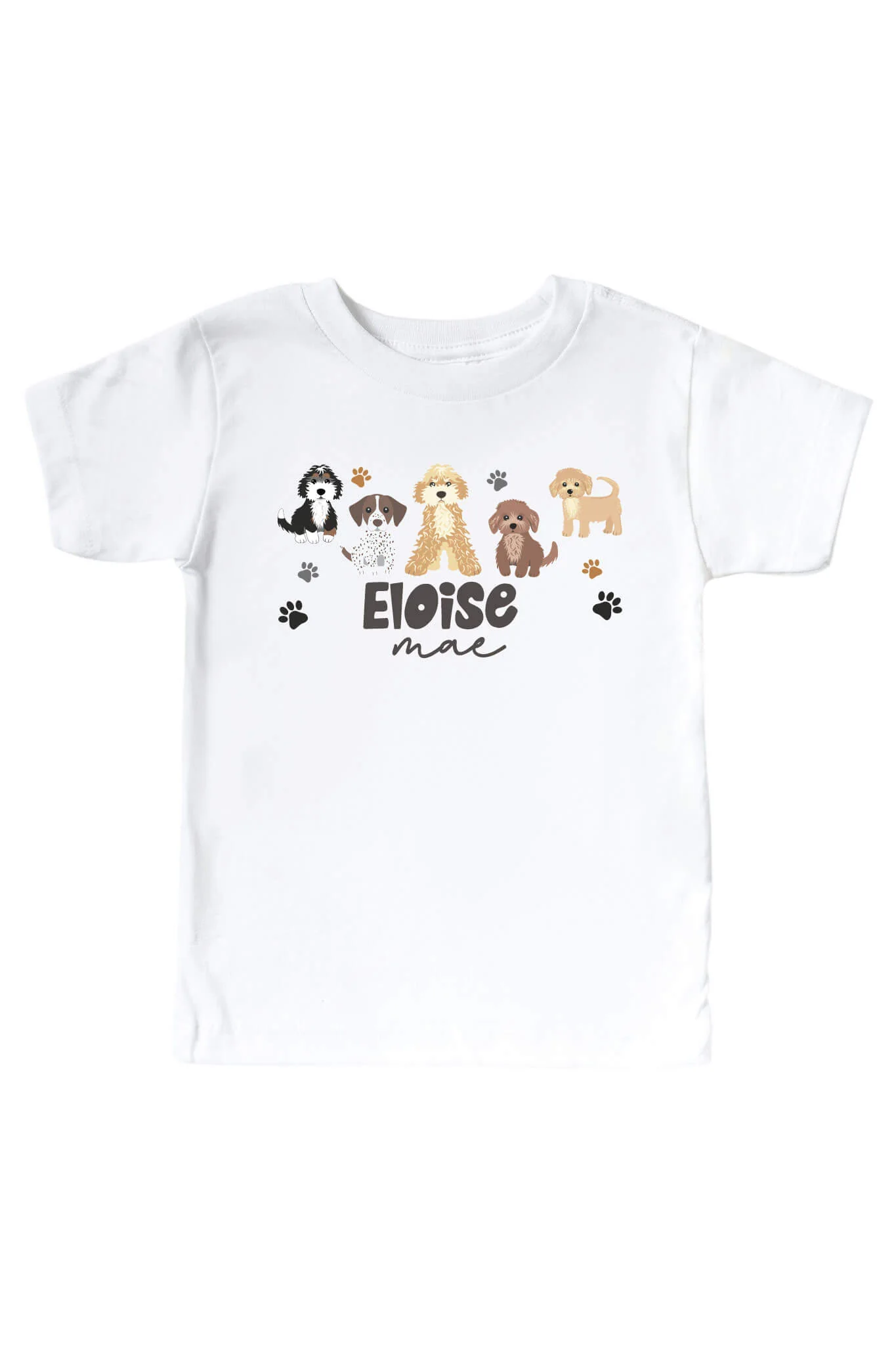 Personalized Puppy Pals Kids Graphic Tee | White