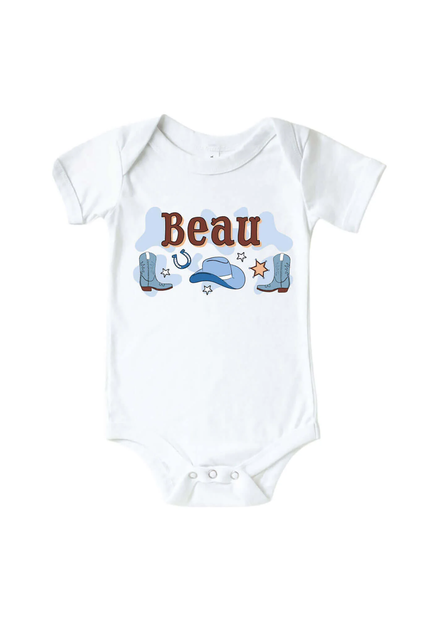Personalized Rodeo Dreams Blue Graphic Bodysuit & Kids Tee | White - Image 2