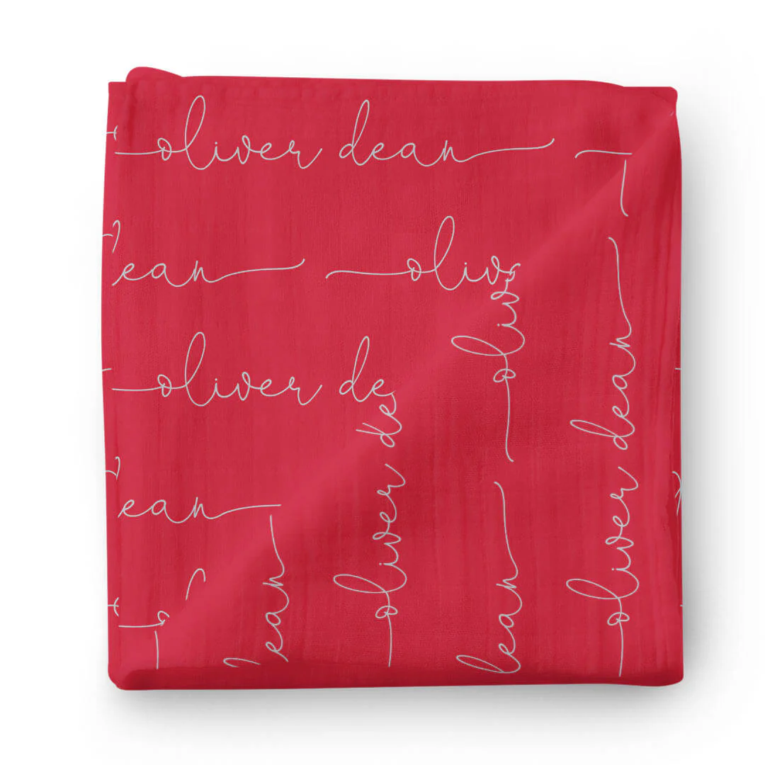 Personalized Scarlet Baby Name Swaddle Blanket - Script Only