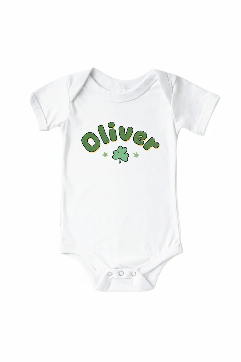 Personalized Shamrock Sweets Graphic Bodysuit & Kids Tee | White - Image 2