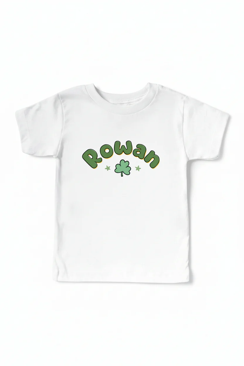 Personalized Shamrock Sweets Graphic Bodysuit & Kids Tee | White - Image 3