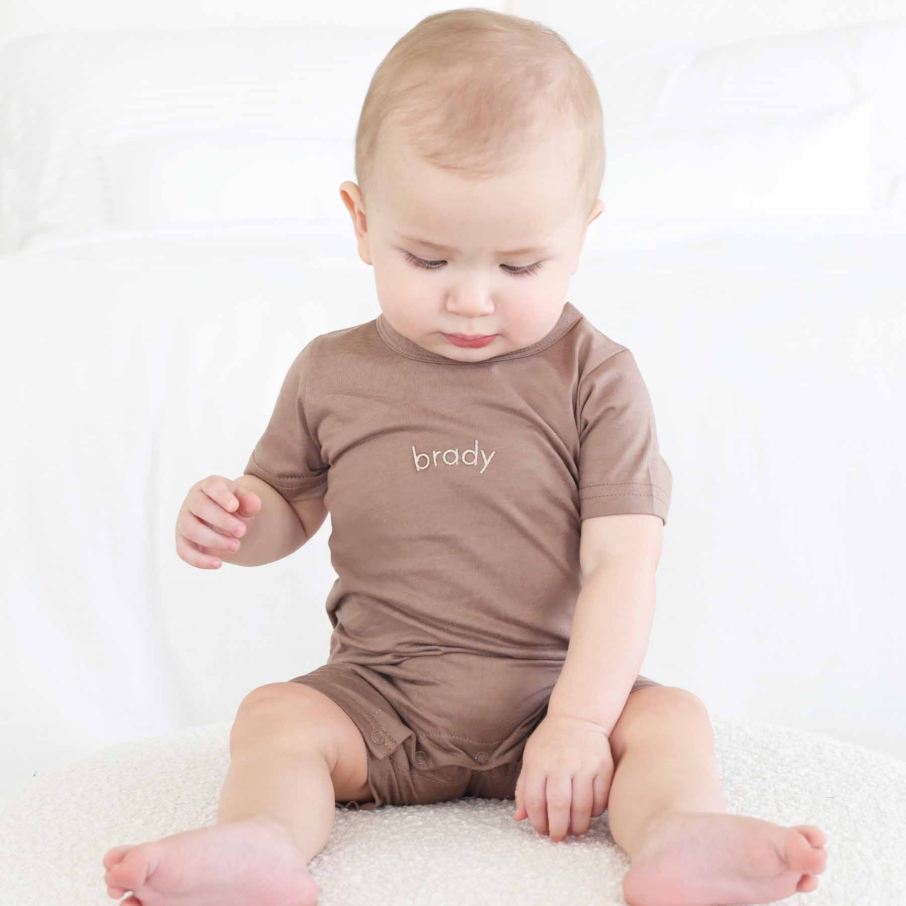 Embroidered Short Sleeve Snap Romper - Image 8