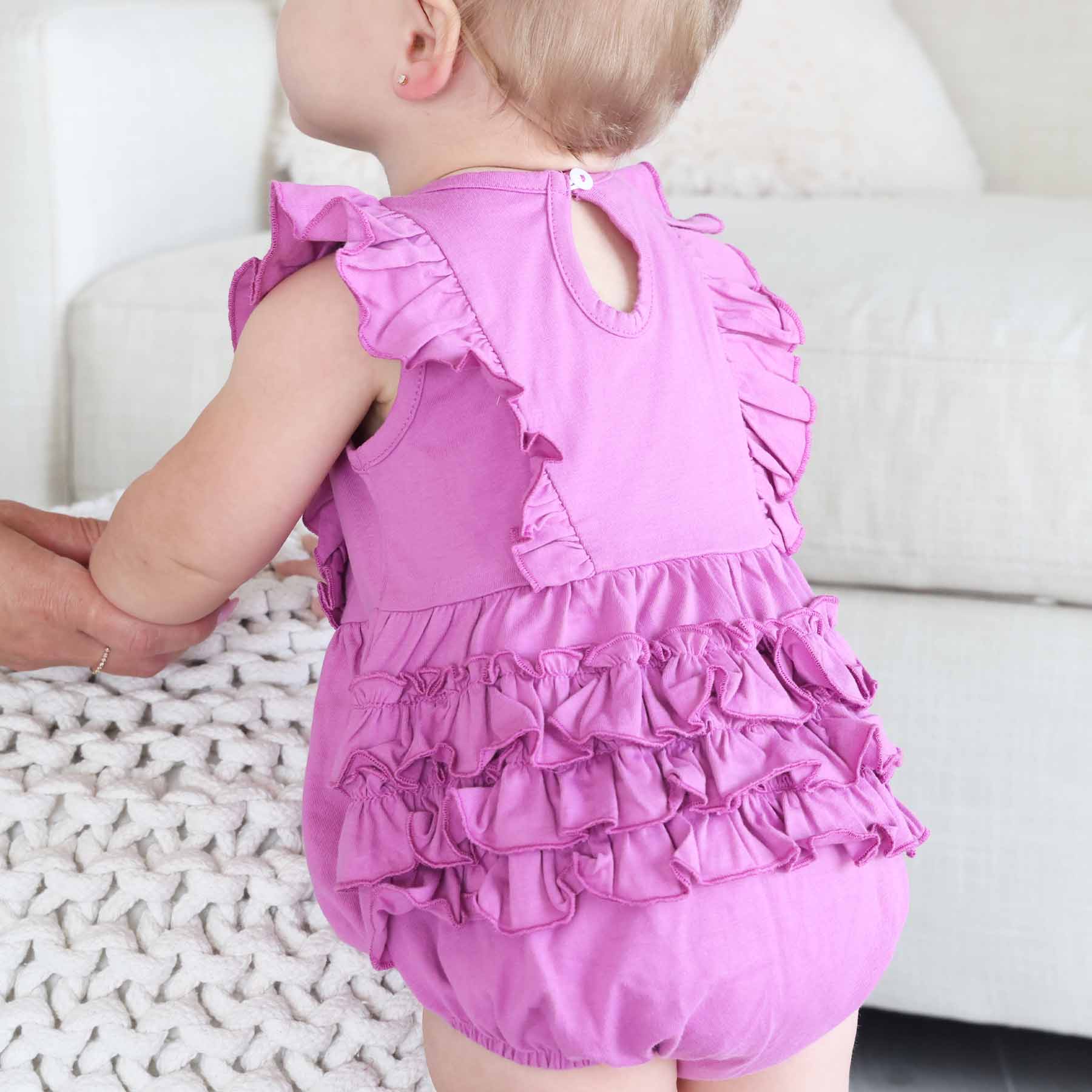 Embroidered Sleeveless Ruffle Bubble Romper - Image 4
