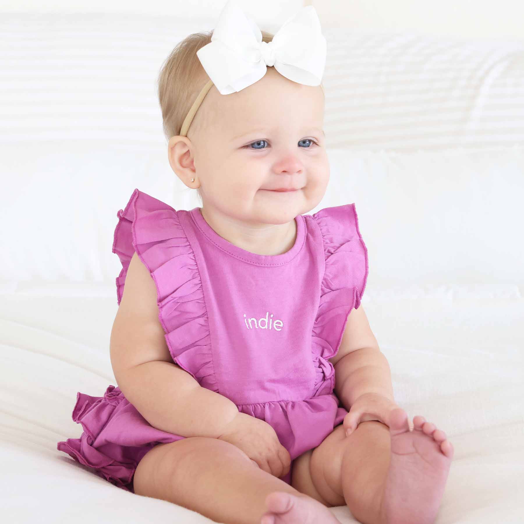 Embroidered Sleeveless Ruffle Bubble Romper - Image 5