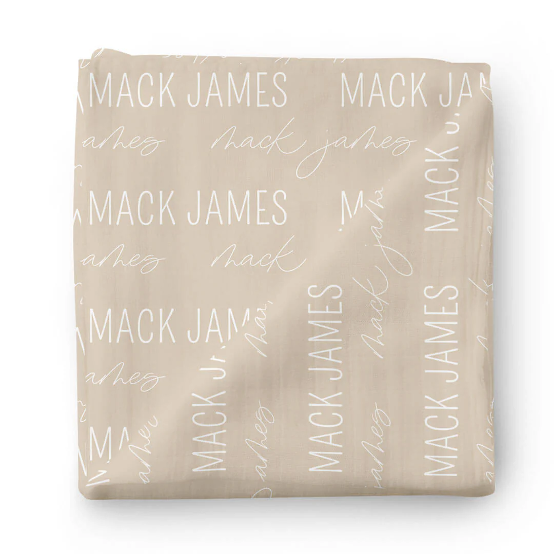 Personalized Stone Baby Name Swaddle Blanket - Block & Script - Image 2