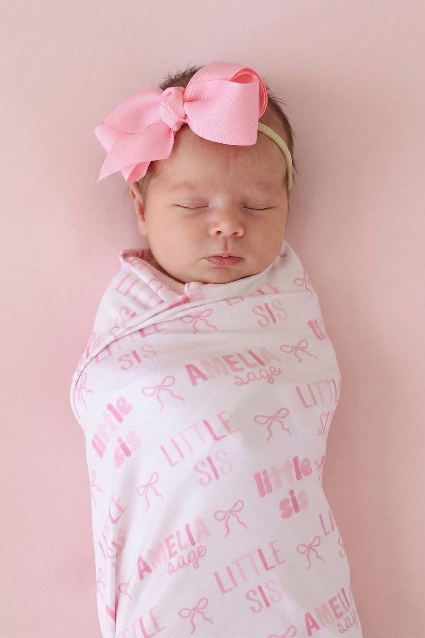 Personalized Swaddle Blanket | Little Sis - Image 3