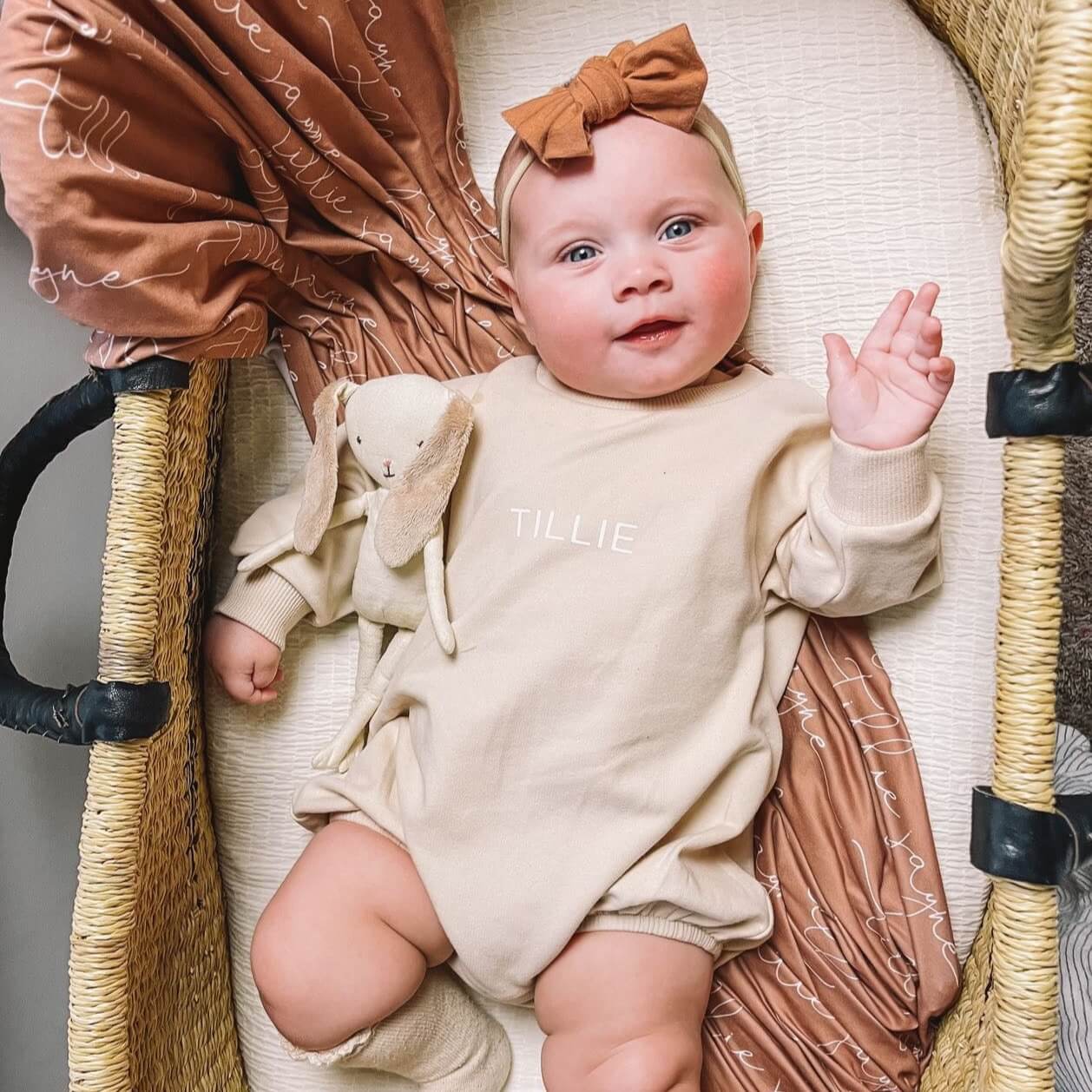Personalized Sweatshirt Bubble Romper | Solid - Image 2