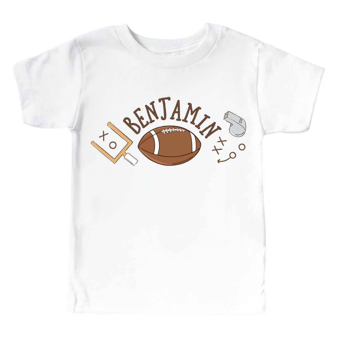 Personalized Tiny Touchdowns Neutral Graphic Bodysuit & Kids Tee | White - Image 3