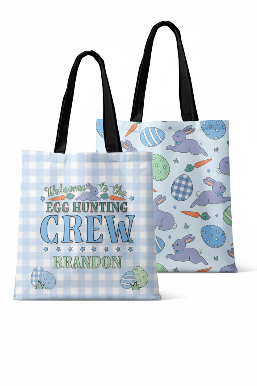 Personalized Tote Bags | Hoppy Spring Blue