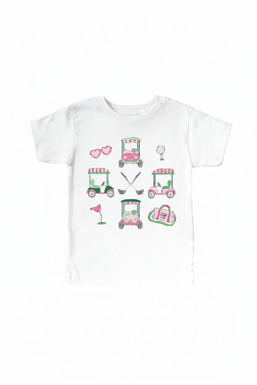 Pink Golf Favorites Kids Graphic Tee | White - Image 2
