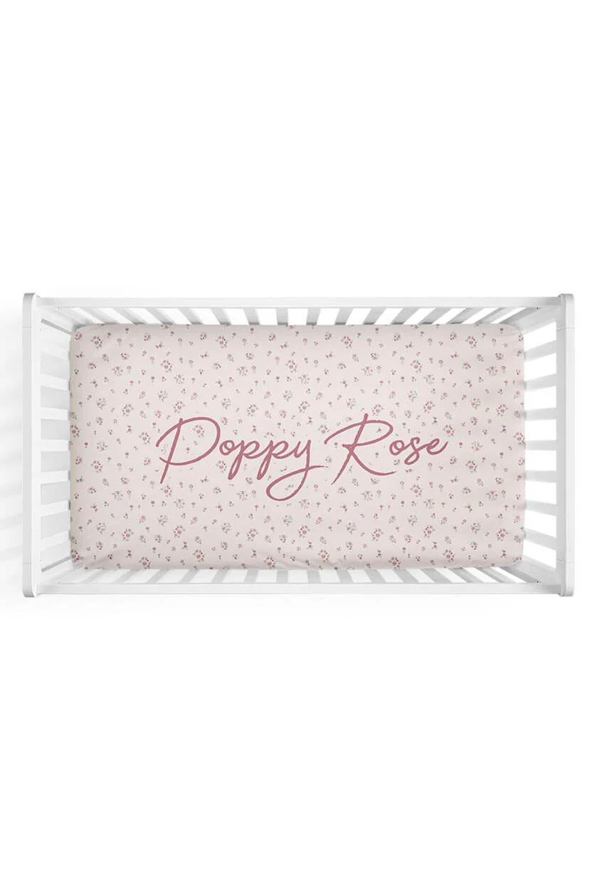 Precious Posies Personalized Crib Sheet