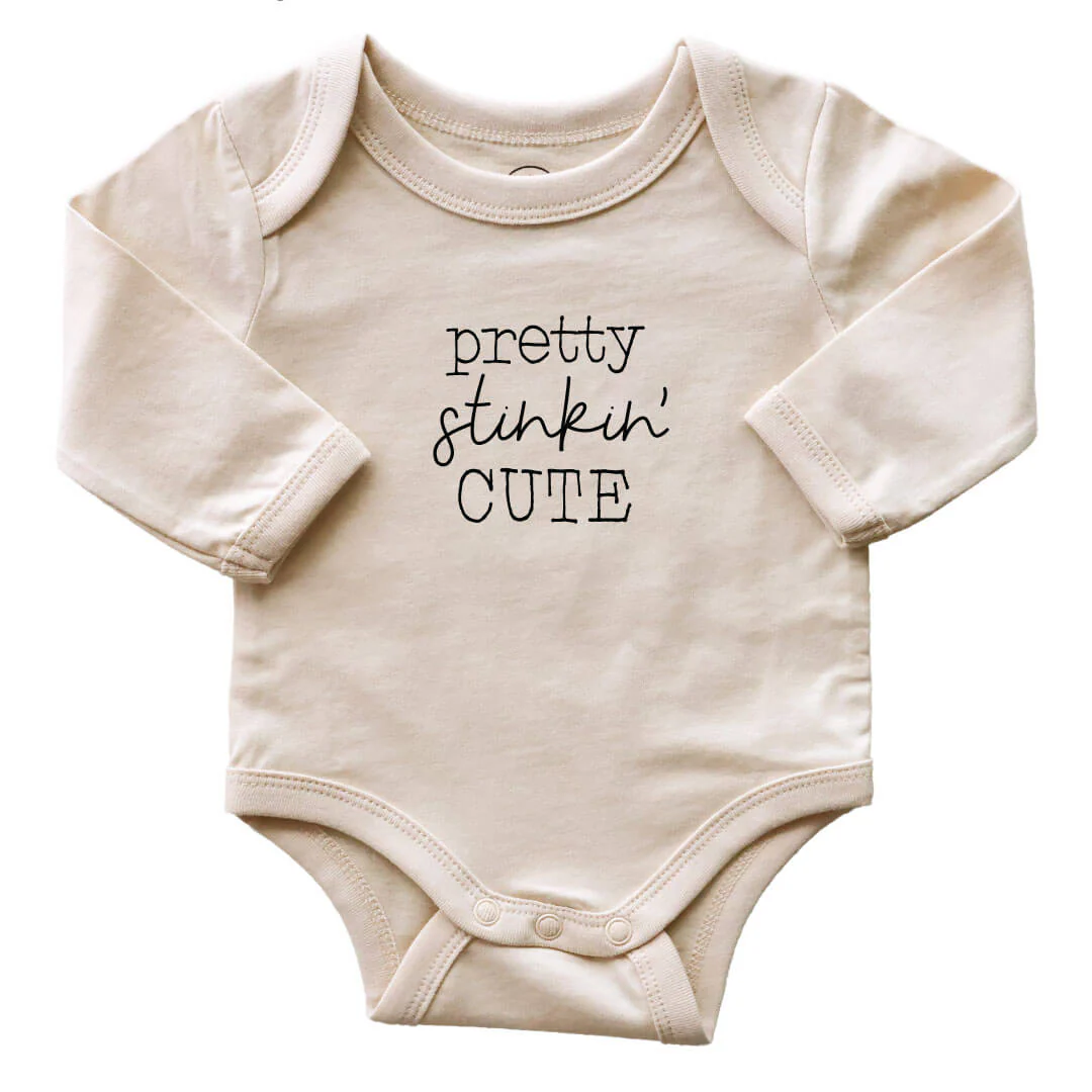 Pretty Stinkin' Cute Long Sleeve Graphic Bodysuit | Natural - Image 2